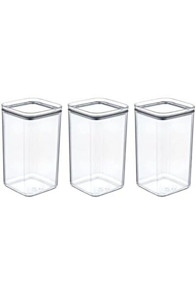 Yıldızan akmanshopx 1,5 L Kare Vakumlu Kap Kuru Gıda Baklagil Saklama Üçlü Ha...