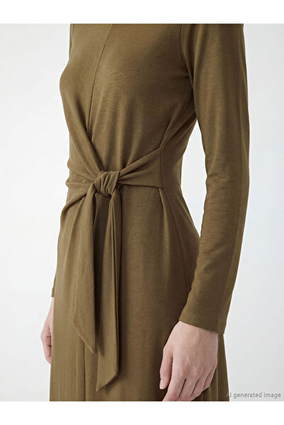 LC Waikiki Crew Neck Dress with Tie Detail