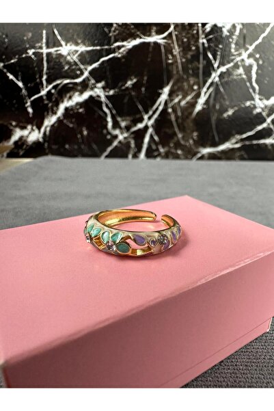 Mutenaura خاتم ذهبي قابل للتعديل على الطراز البوهيمي مطلي بالمينا