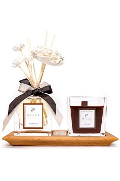 Yıldızan Storesellm Masif Ahşap Tepsili Vıp Dark Oda Kokusu ve Mum Seti 1171935