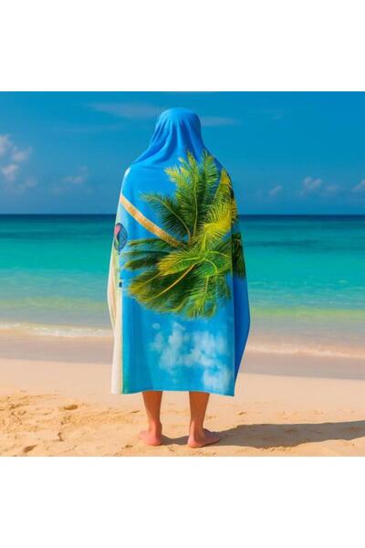 Generic Beach Towel with Palm and Island Print – Soft and Highly Absorbent Co...
