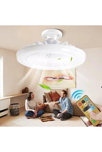 Yıldızan Storesellm E27 LED Işıklı Sessiz Tavan Vantilatörü, Ayarlanabilir Re...