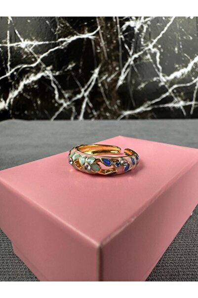 Mutenaura خاتم ذهبي قابل للتعديل على الطراز البوهيمي مطلي بالمينا