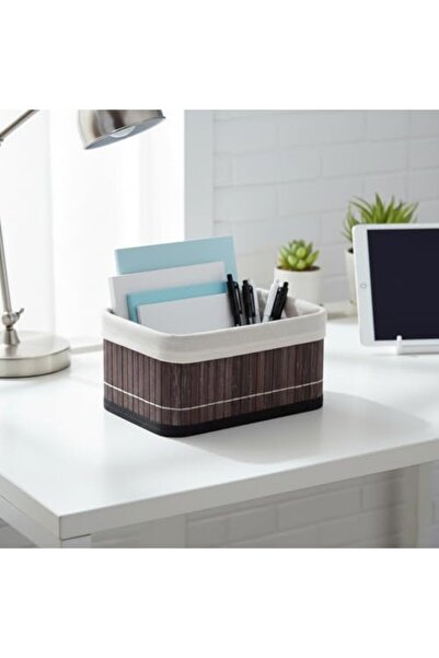 Yıldızan Esnshop Mini Rectangular Bamboo Organizer and Storage Basket – Gray ...