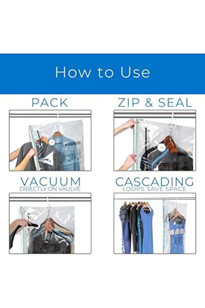 Yıldızan 3'lü Askılı Vakumlu Hurç Elbise Torbası Kılıfı 145x70 105x70 90x60 V...