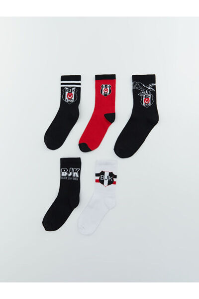 LC Waikiki Rmz Gi̇yi̇m Farki̇yla Licensed Embroidered Boys' Socks 5-Piece Set