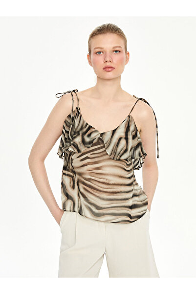 LC Waikiki Özmarka Νέα Σεζόν Μπλούζα από σιφόν με σχέδιο U-λαιμόκοψη