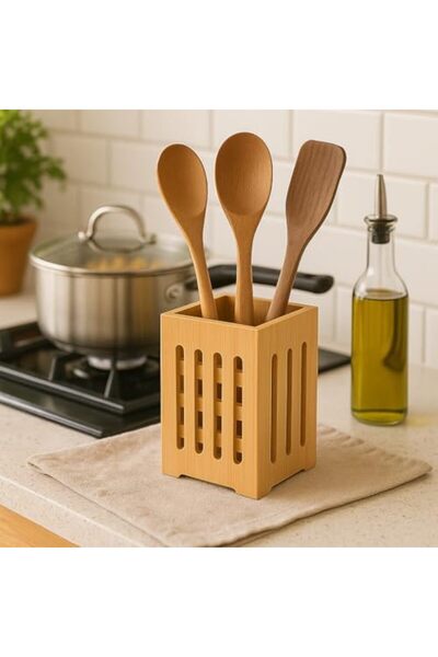 Nacario Nrcrioshop Bamboo Kitchen Organizer, Square 10×10 Cm, Wooden Organize...