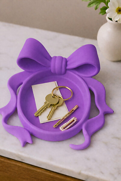 Vescarri صينية مزينة للمجوهرات وحامل المفاتيح بتفاصيل فيونكة