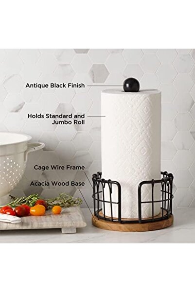 Nacario NrcrioShop B01GCHP0Q8 حامل مناديل ورقية، مصنوع من سبائك الصلب، أسود، ...