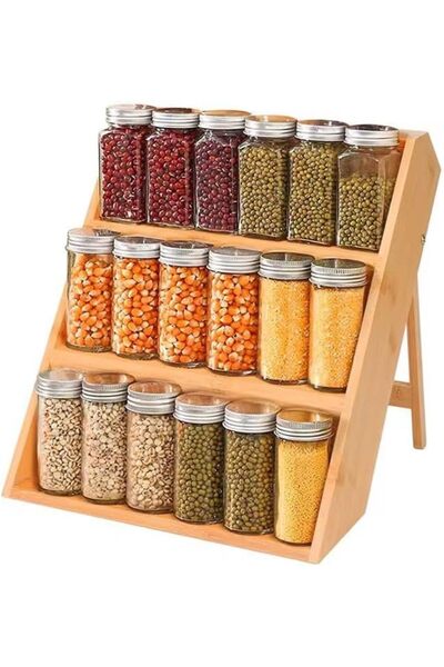 Yıldızan brkshop 3 Katlı Doğal Bambu Ayaklı Baharatlık Rafı Organizer – Tezga...
