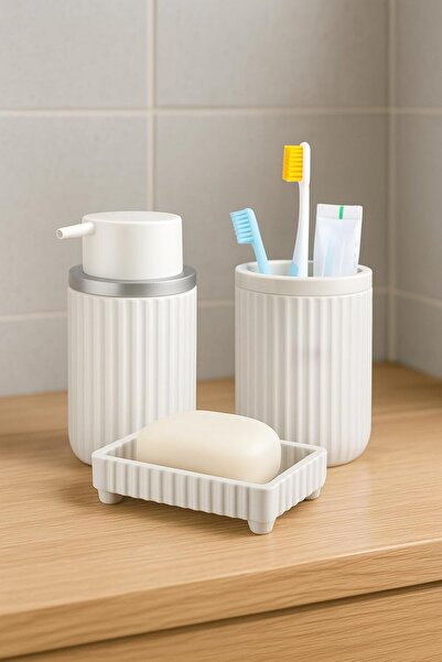 Nacario Nrcrioshop Series White Bathroom Set, 3-Piece Oval Acrylic Soap Dish,...