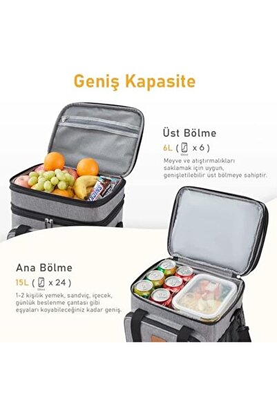 Yıldızan Storesellm Bellows Thermal Thermos Bag , Double Compartment, Expanda...