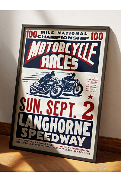 Turkish Riders Αγώνες Μοτοσικλετών Vintage / Υψηλής Ποιότητας Ζωγραφική Τοίχο...