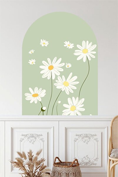 Piksel Grafik Daisy Bohemian Oval Wall Sticker