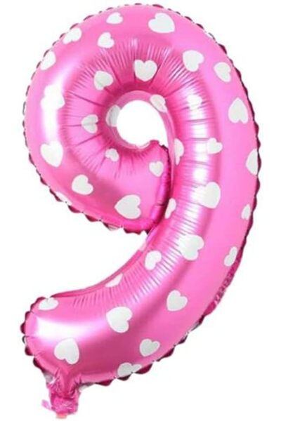 Nacario Nrcrioshop 9 Number 16 Inch Pink Heart Foil Balloon 36 cm (Pink) 1201248