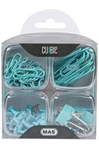 Nacario Nrcrioshop Cubbie Rainbow 4-Piece Box Paper Clip Fastener Set, Turquo...
