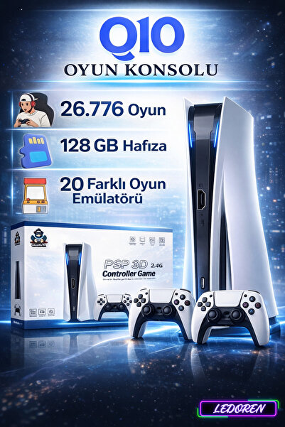 L'eDoren Q10 Game Stick Retro 26776 Oyunlu 4K HD 2.4G Bluetooth Kablosuz 2 Ko...