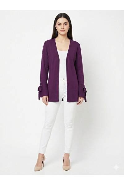 Neden Tekstil Plum Spanish Cuffed Loose Cut Knitwear Cardigan