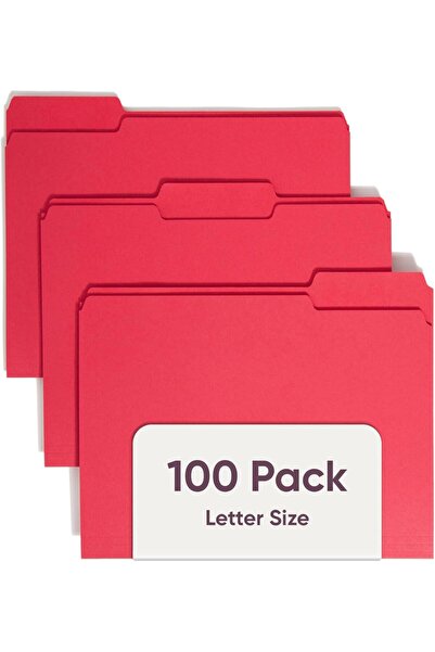 Nacario مجلد ملفات ملون من NrcrioShop، بتصميم 1/3 قطعة، مقاس الحروف، أحمر، 10...