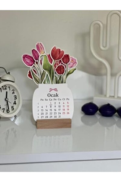 Nacario NrcrioShop 2026 تصميم خاص صغير مزين بالزهور مع أرجل خشبية، تقويم سطح ...