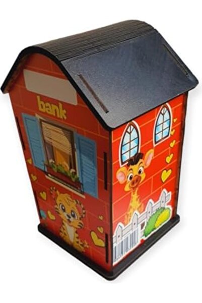 Yıldızan Storesellm Wooden House Piggy Bank Yellow Themed 1171935