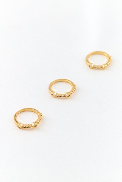 Piatella Women 3 Pairs stackable Rings, Gold