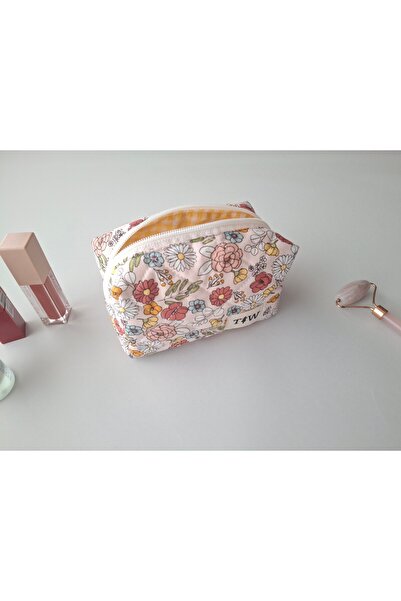 TALL WAY حقيبة مكياج مزينة بنقوش زهور الربيع - حقيبة أحمر الشفاه - حقيبة بيدي