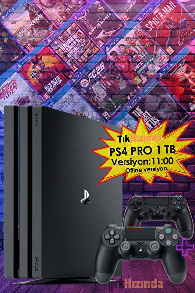 TıkHızında SONY Playstation 4 Pro 1 Tb + 2 KOL - 20 Dijital Oyun Versiyon:11,...