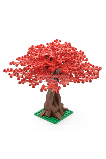 Choice10 مجموعة مكعبات بناء مارومين حمراء، 102 قطعة، مجموعة أشجار، نباتات عشب...