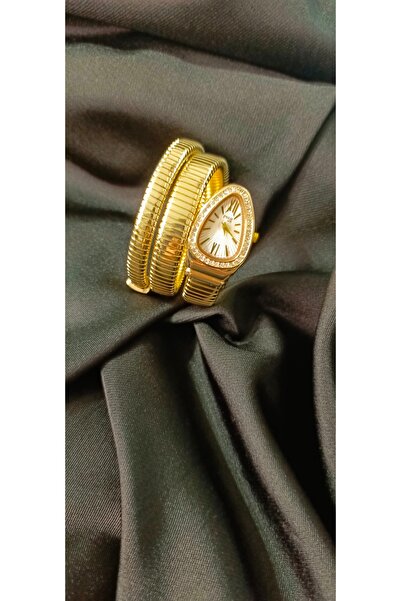 Poyi Aksesuar Gold Color Snake Model Watch