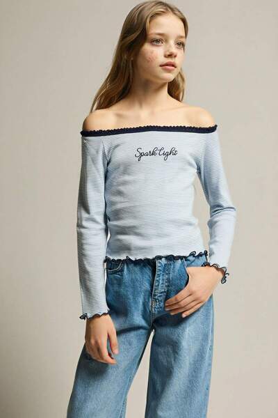 DeFacto Tricou cu mânecă lungă cu imprimeu slogan Carmen pentru fete G6830A826SP