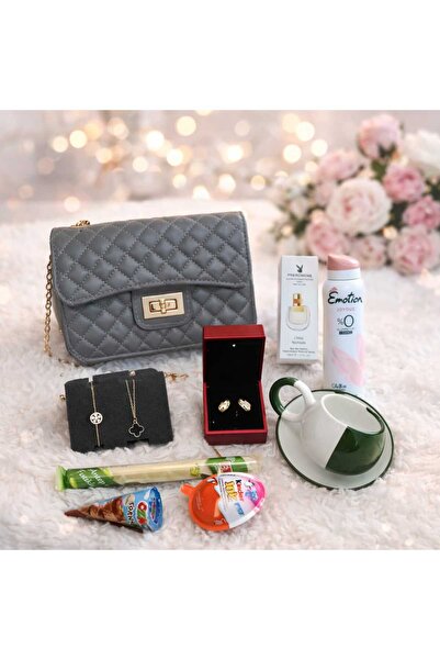 OEM 14 ŞUBAT SEVGİLİLER GÜNÜNE ÖZEL ÇANTA FİNCAN VE KOLYE BİLEKLİK SETLİ KONS...