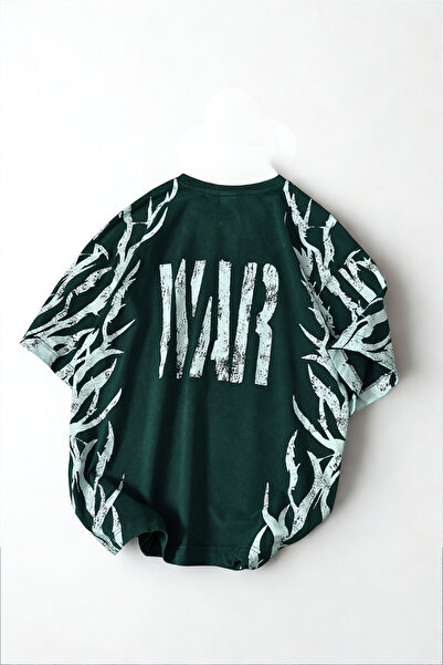 Wonraces Men's Oversize War Printed Special Washed Crew Neck T-Shirt