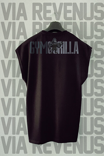 Vordevia Gym Gorilla Sırt Printed Sıra Kolsuz %100 Pamuk Spor Tshirt