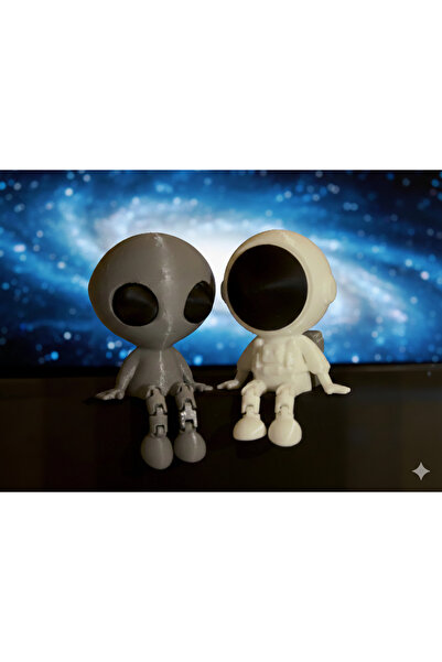 LARİON 3D Yazıcı Tasarım Hareketli Astronot ve Uzaylı Figür Seti