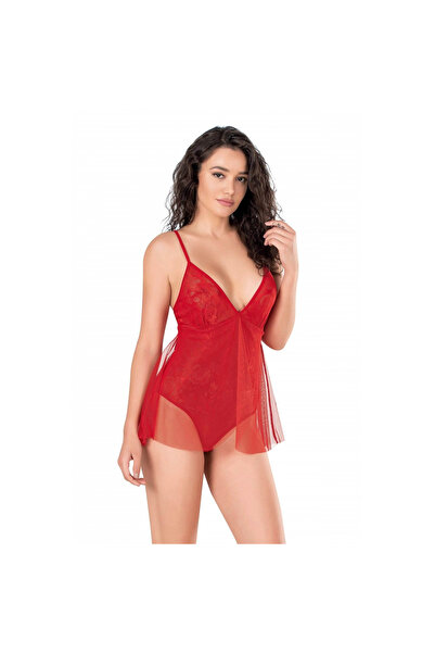 Narnuga Red Jacquard Bodysuit Nightgown