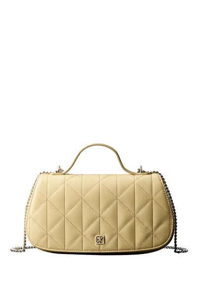 Calvin Klein %51 Polyester, %49 Poliüretan Açık Sarı Kadın Çapraz Çanta LV04F...