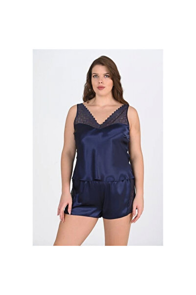 Narnuga Plus Size Navy Blue Shorts Set