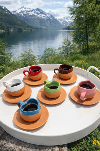 Bal10 Kalpli Fincan Takımı El Yapımı Doğal