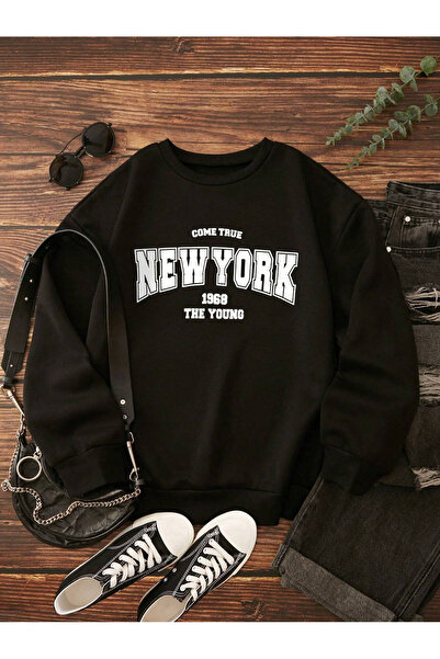 Marco Fresco Black New York Printed Crew Neck