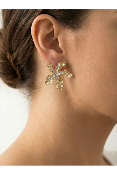 GLANZEND Lotus Flower Form Women's Steel Earrings Modern Stylish Earrings