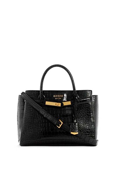 Guess Handbag EnISA crocodile pattern black color