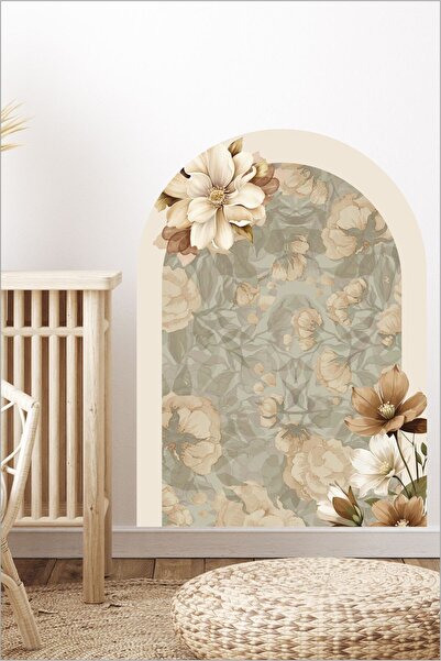 Piksel Grafik Autocolant de perete cu model floral bej vintage – Decor pentru...