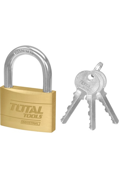 TOTAL Heavy brass padlock, TOTAL, TLK32702, 70 mm, 3 keys