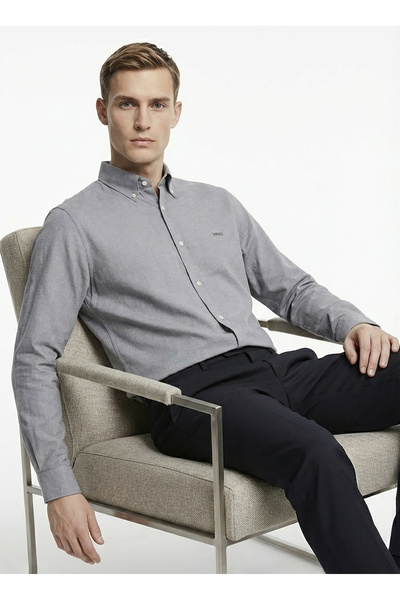 BOSS Regular Fit Gömlek Yaka Haki Erkek Gömlek Rickert_M