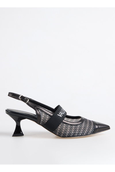 Valentino Siyah Deri Kadın Topuklu Ayakkabı
