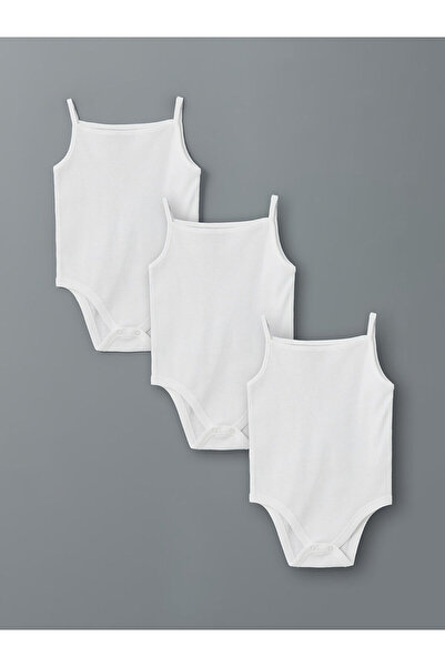 LC Waikiki LCW baby Ekru Organik Kumaş Kız Bebek Çıtçıtlı Bodysuit 3'lü