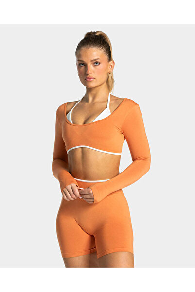 Sheky Teveo Ignite Contrastline Sporty Bustier Crop Blouse Bra with Sleeves