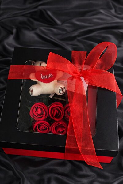 Liva Group Atelier Doğum Günü Hediye Kutusu–Yapay Gül, Peluş Ayıcık, Kalpli K...